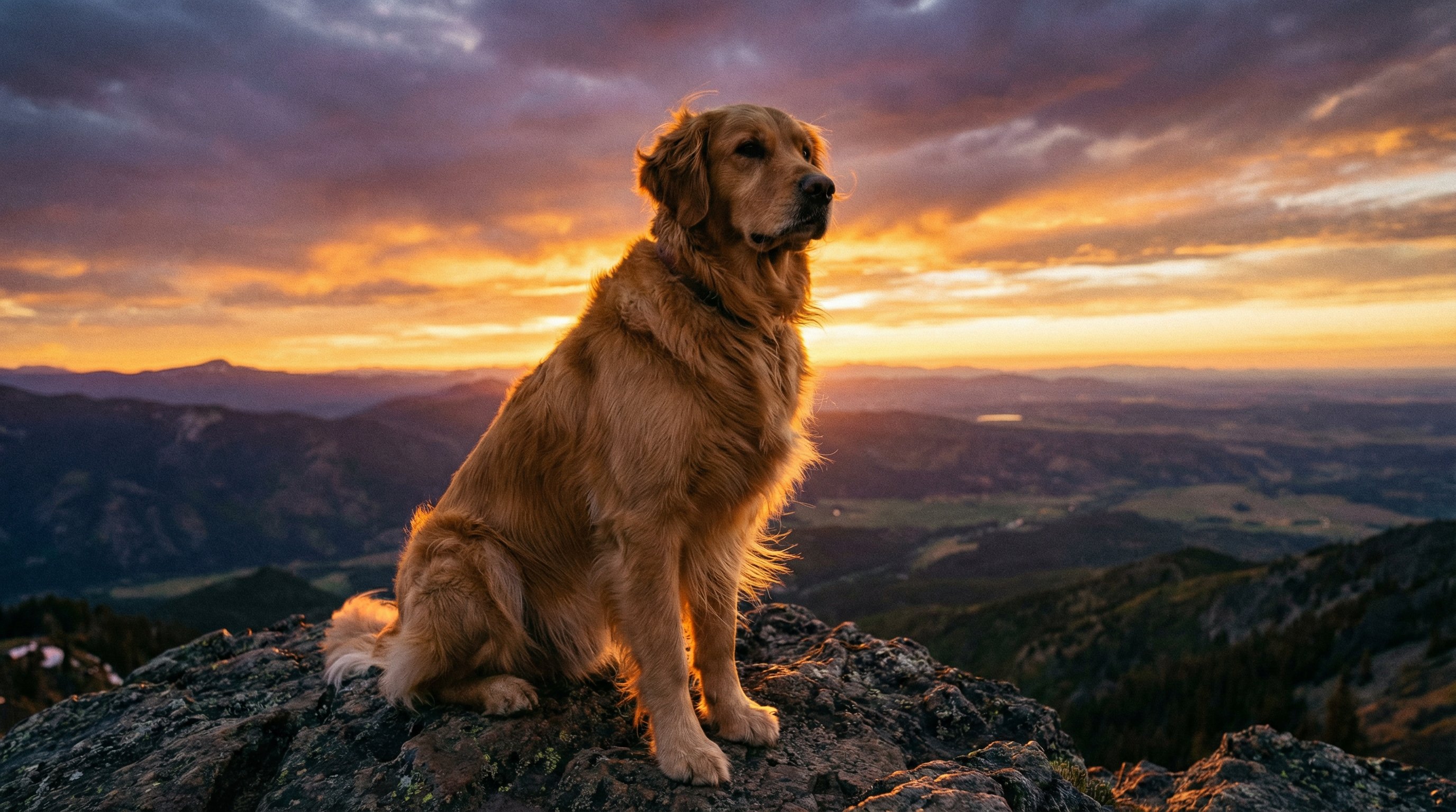 媚黑金毛山巅日落视频