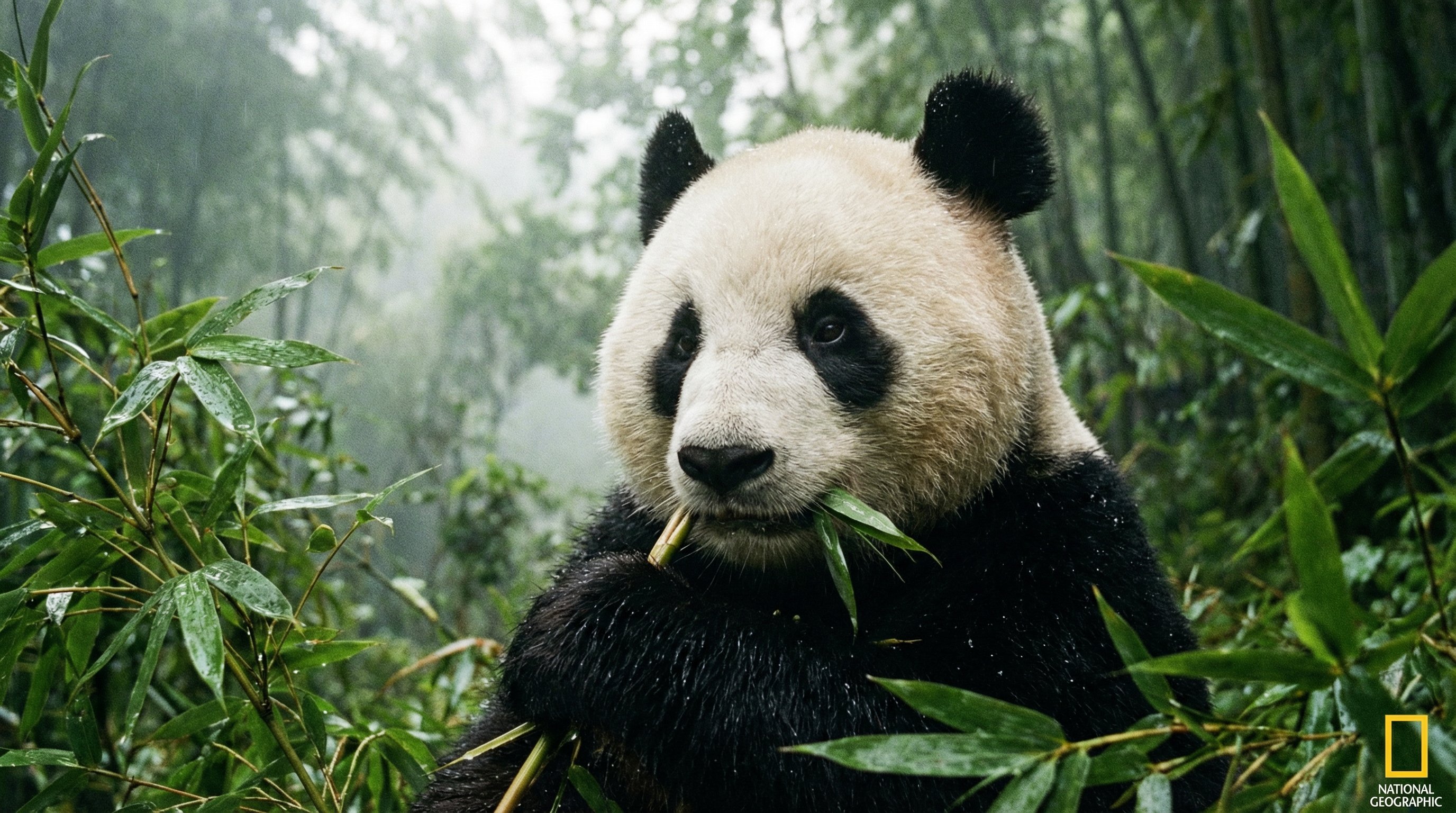 媚黑熊猫吃竹子视频