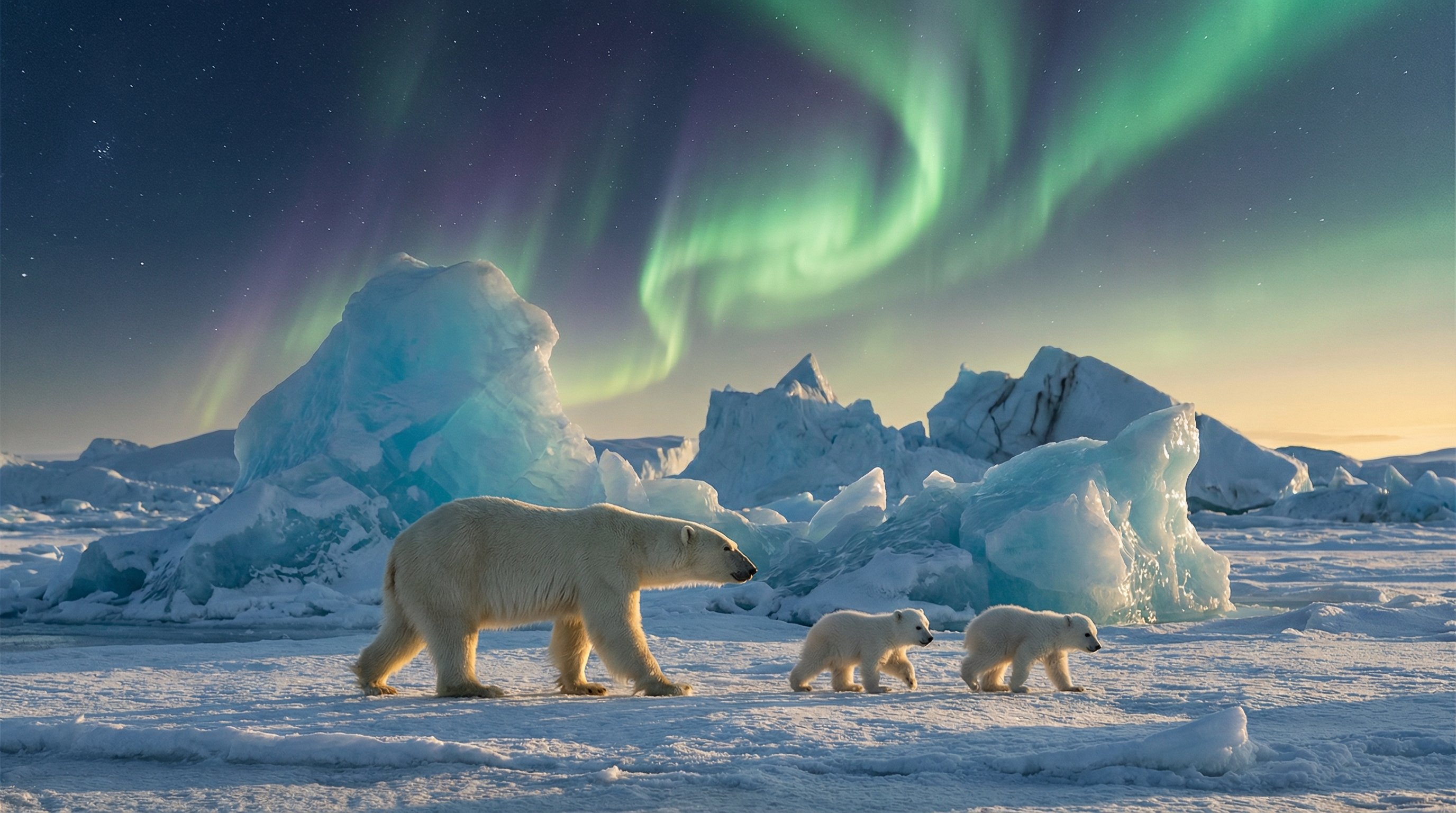 媚黑北极熊极光视频